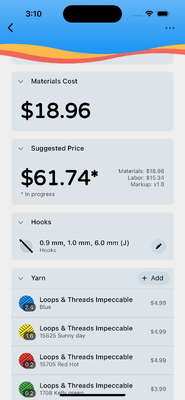 Screenshot of Yarnly on iPhone